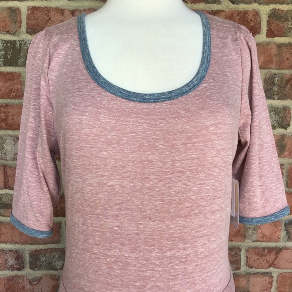 LuLaRoe Nicole Dress XXL New With Tags! Heathered Pink & Grey Blue Ringer - Picture 3 of 9